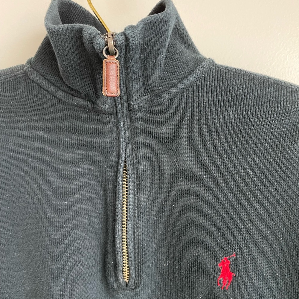 POLO Ralph Lauren pullover. Mens size S. 3/4 zip Black - Picture 6 of 7